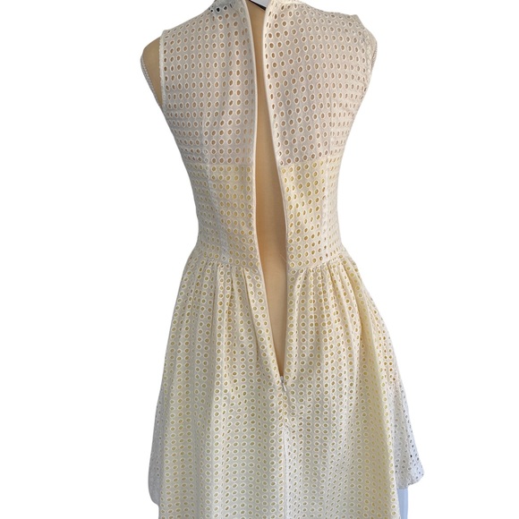 FRENCH CONNECTION Eyelet Dress with Yellow Contrast Underlay. Size:  2 - Picture 7 of 14
